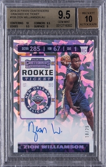 2019-20 Panini Contenders "Cracked Ice" Ticket #108 Zion Williamson Signed Rookie Card (#18/25) – BGS GEM MINT 9.5/BGS 10